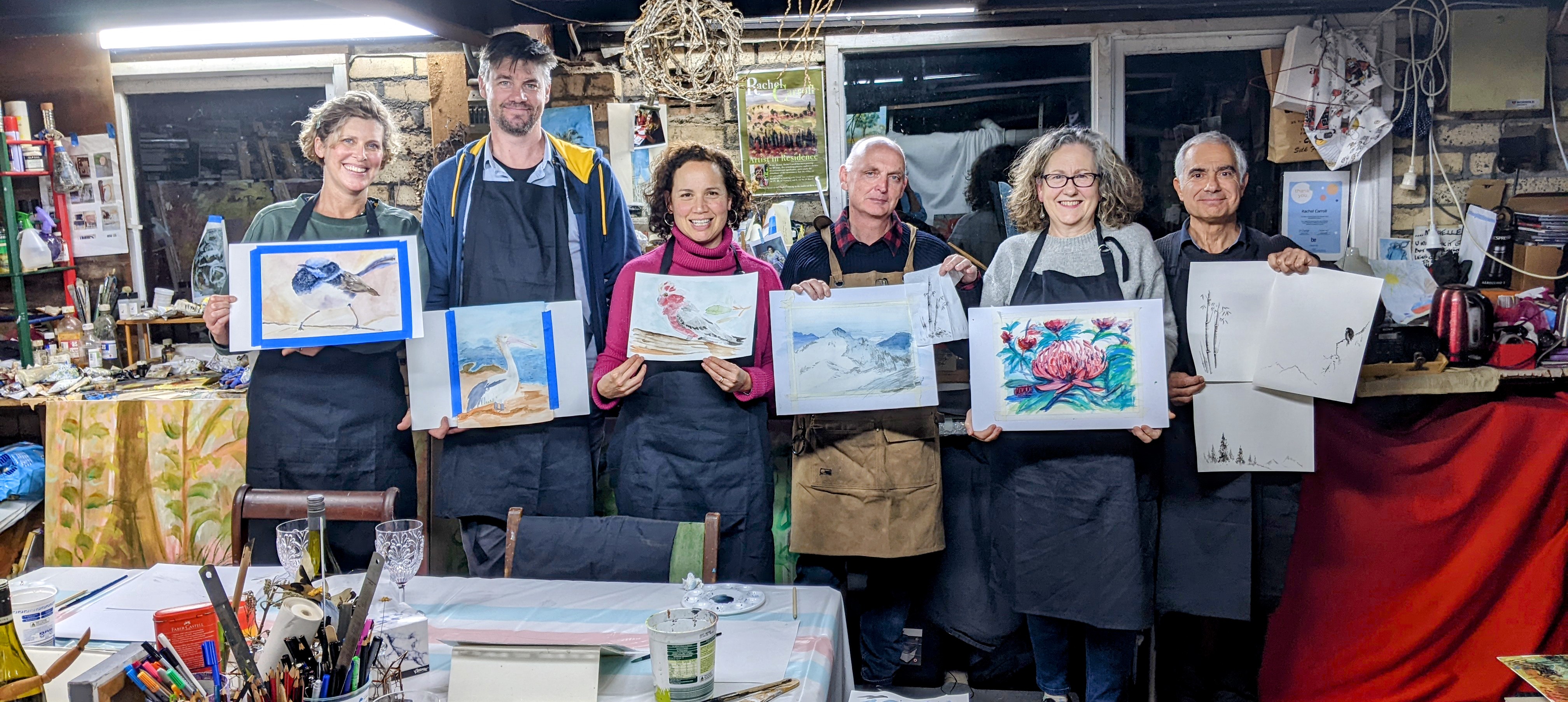 Wine and watercolour class in my studio